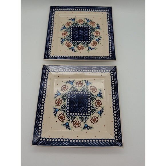 Polish Pottery Manufaktura Boleslawiec 9 Inch Square Plate - Picture 2 of 6
